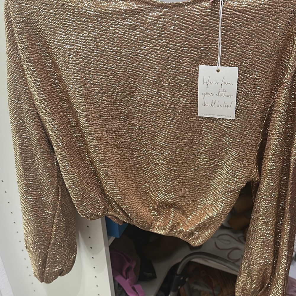 Show Me Your MuMu Metallic Gold Blouse